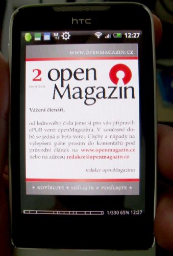 openMagazin na HTC s Androidem