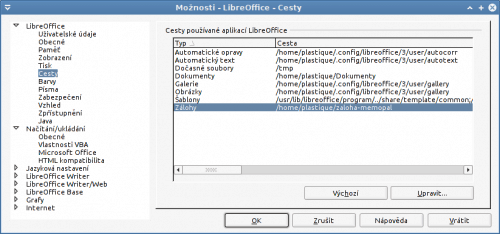 Nastavení cesty pro zálohy dokumentů v LibreOffice
